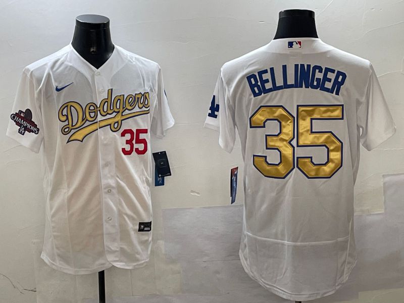 Men Los Angeles Dodgers #35 Bellinger White Elite 2025 Nike MLB Jersey style 3->los angeles dodgers->MLB Jersey